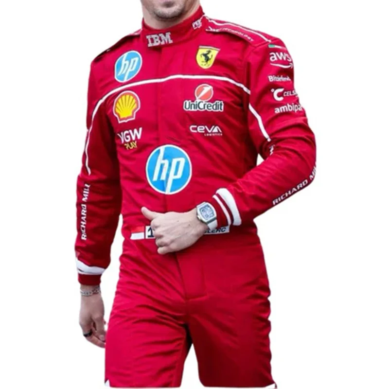 Men's Red Racing Print Jumpsuit