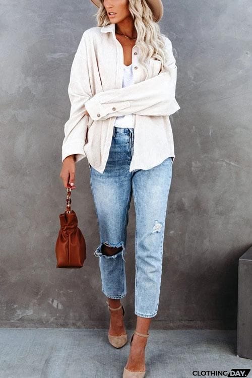 Cool Corduroy Casual Coat Top