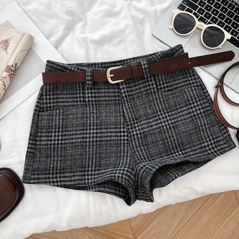 Breakj Breakj Fashion Lattice Hair, High Waist Thin Suit Shorts Wide Leg Pants Slacks Trousers Boots Trousers