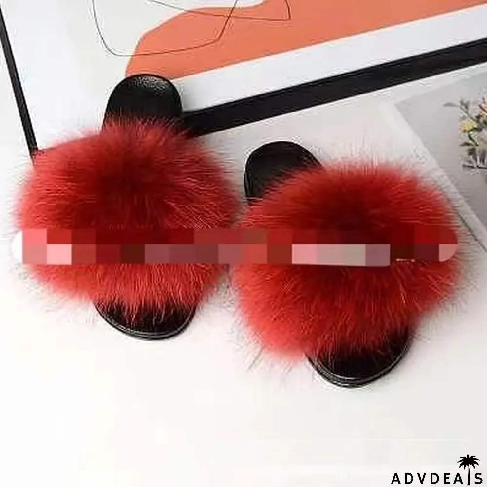 Furry Slippers Flat Half-drag Slippers