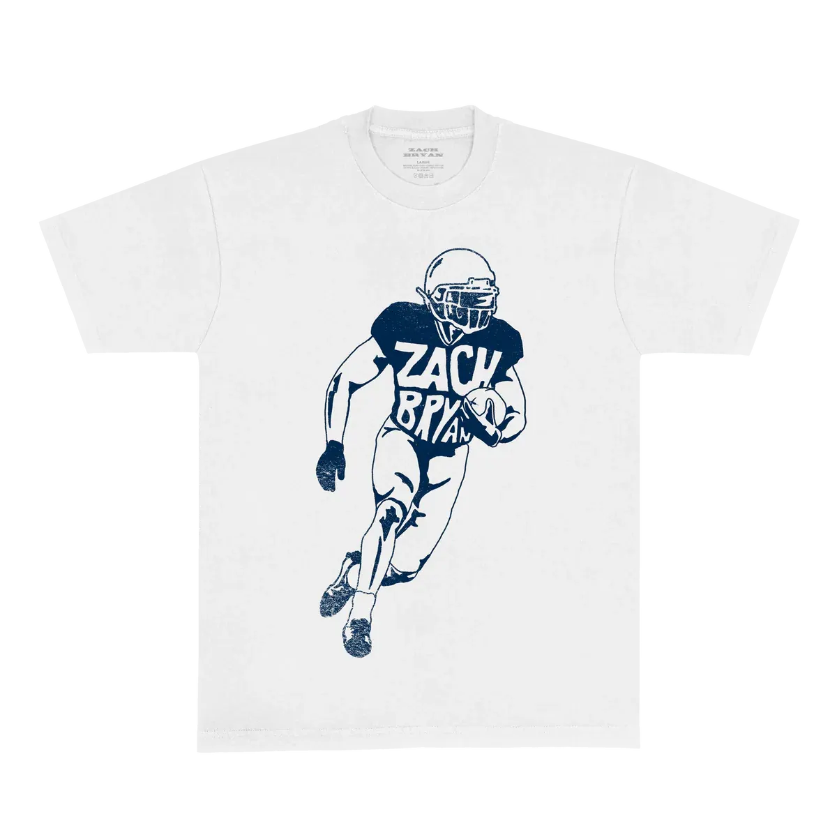 "Zach Bryan football style graphic white T shirt front design"