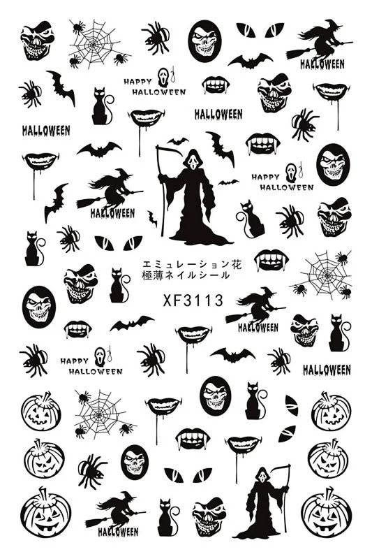 1pcs Autumn Winter Nail Sticker Robin Snow Birds Flower New Year Halloween Christmas 3D Decals Nail Art Design Decor Accessories-Nail Inspo