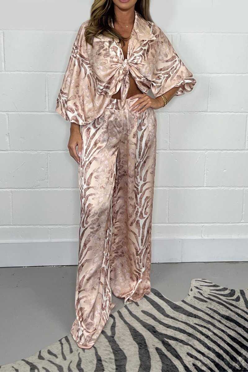 Satin print suit