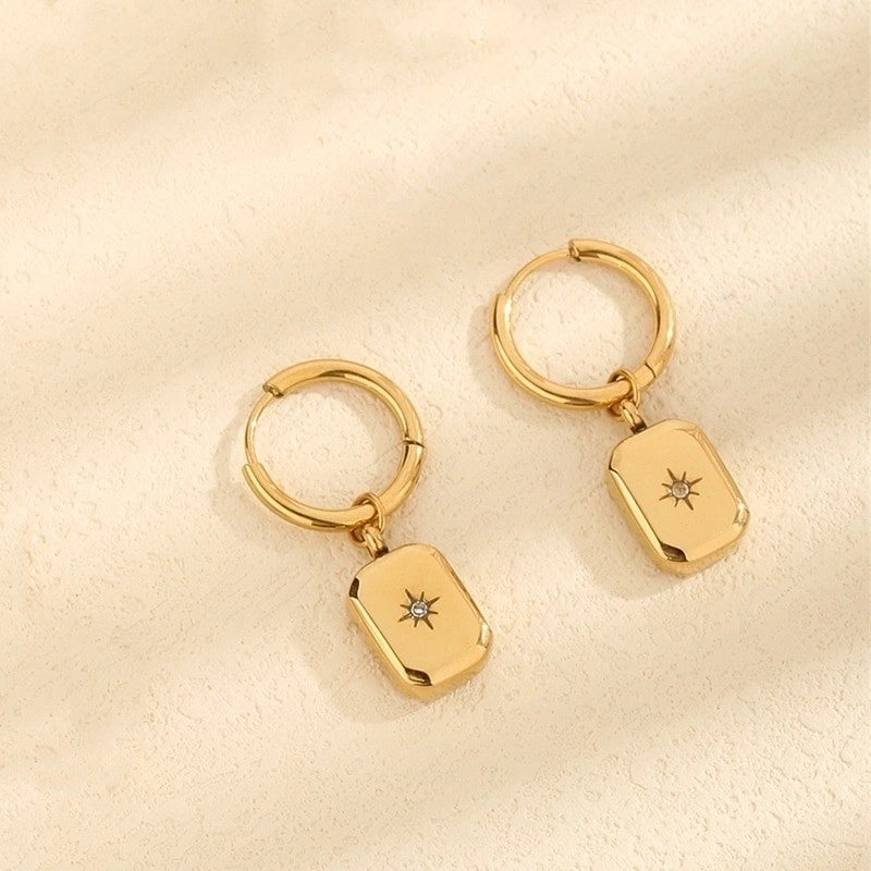 Vintage Style Minimalist Solid Color Eight-pointed Stars 304 Stainless Steel 18K Gold Plated Jewelry Set4