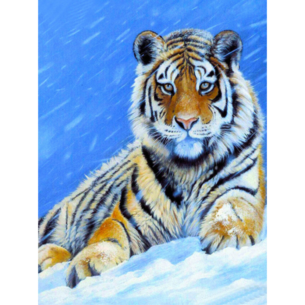 

30*40CM - Round Drill Diamond Painting - Snow Siberian Tiger, 501 Original