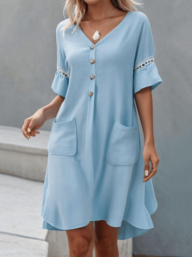 Women's Lace Stitching Solid Color Simple Casual Holiday Dress