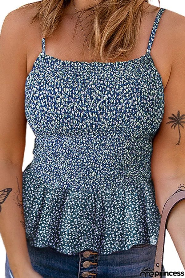 Joplin Floral Smocked Peplum Tank Top