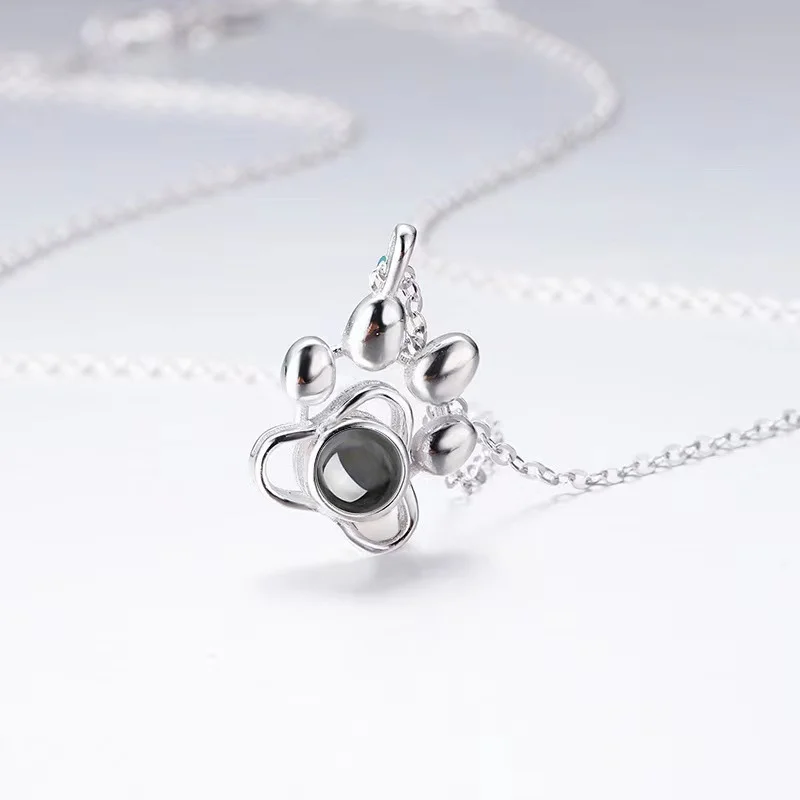 Women's sterling silver dog paw necklace