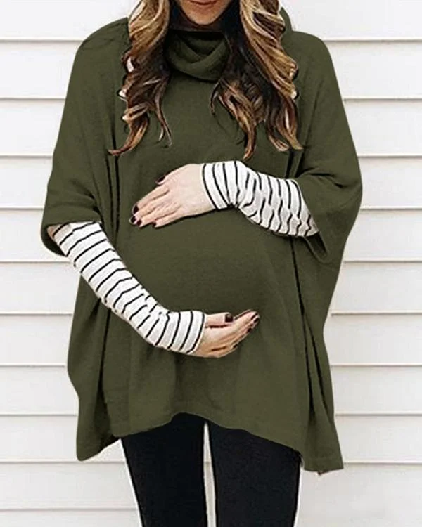 Maternity Half Sleeve High Neck Loose Sweatershirts