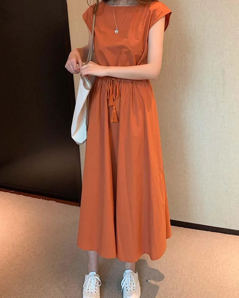 Solid color sleeveless casual dress