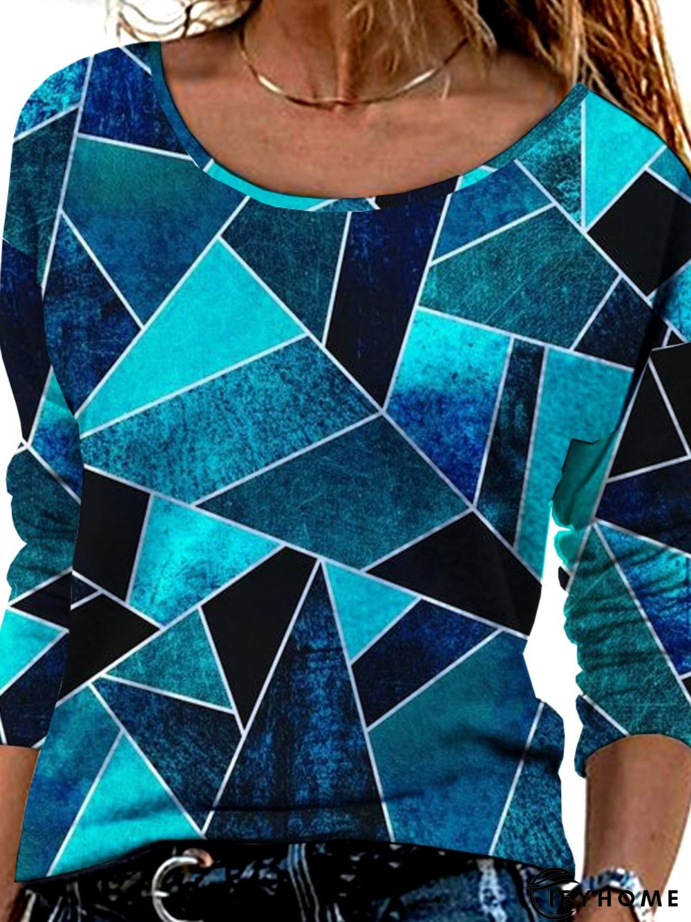 Casual Abstract Autumn Lightweight Micro-Elasticity Daily Jersey Crew Neck Regular T-shirt for Women | IFYHOME