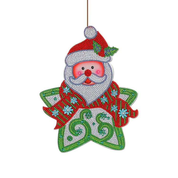 DIY Diamond Painted Wreath-Star Santa Claus