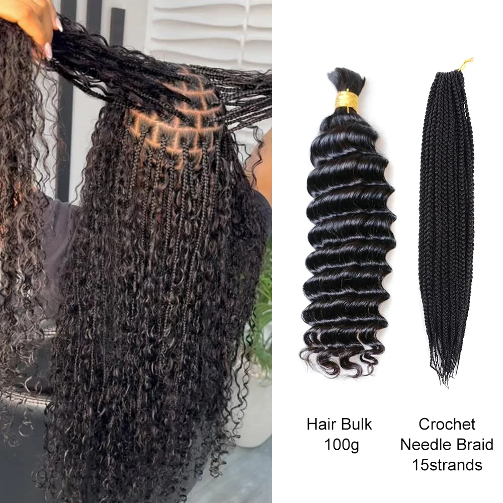 [Wequeen] Crochet Boho Box Braids With Synthetic hair Curls Pre Looped Curly  Full Ends Hair Extensions For Women Natural Color 18 Inch 1 Pack 15 Strands 1 Bundle 100g 18-24Inch No Weft Bulk Hair Braiding Brazilian Virgin Deep Wave Hair Extensions