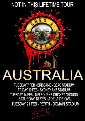 GUNS & ROSES TOUR POSTER - AUSTRALIA - Photo Poster painting INSERT PRINT -  POST!