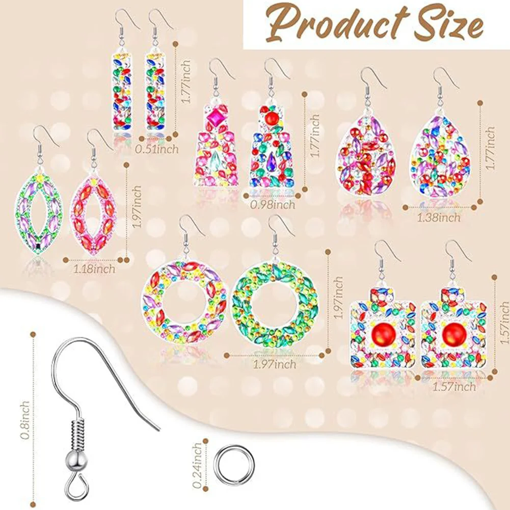 10 Pairs Double Sided Diamond Painting Earrings Gift for Women Girls 