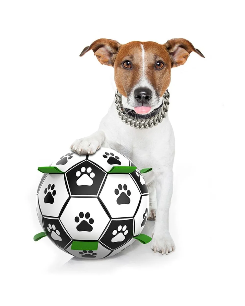 Dog Toys Interactive Pet Football Toys with Grab Tabs Dog Paw Outdoor Training Soccer Pet Bite Chew Ball Dog