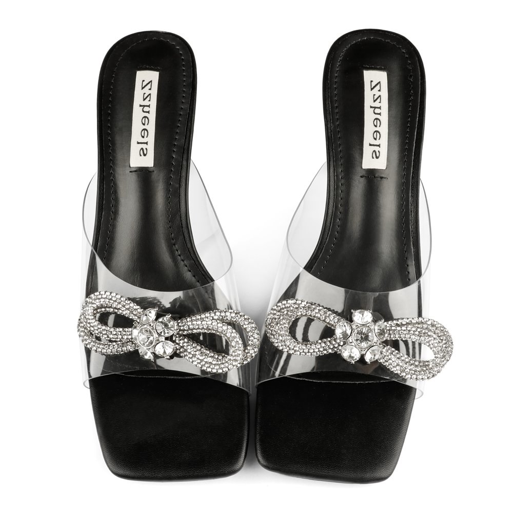 7cm/2.76''  Crystallized Low Heeled Sandals Women's Slippers