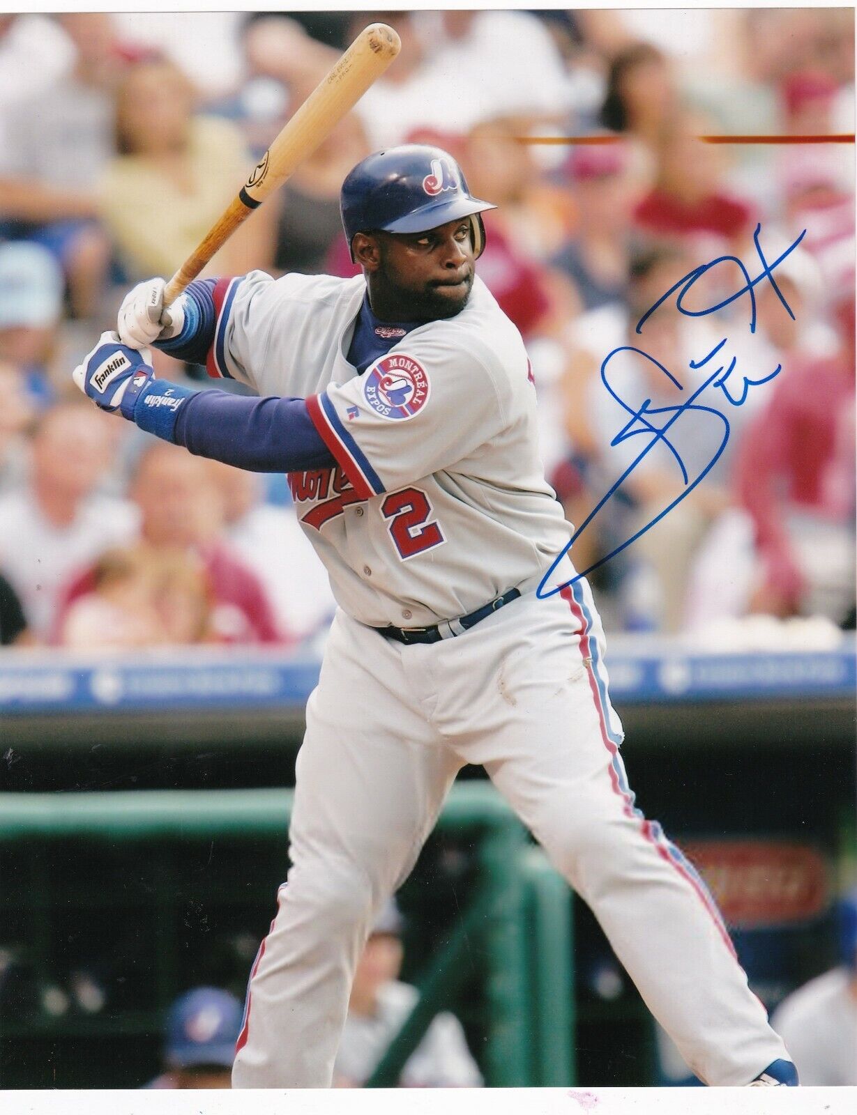 CARL EVERETT MONTREAL EXPOS ACTION SIGNED 8x10