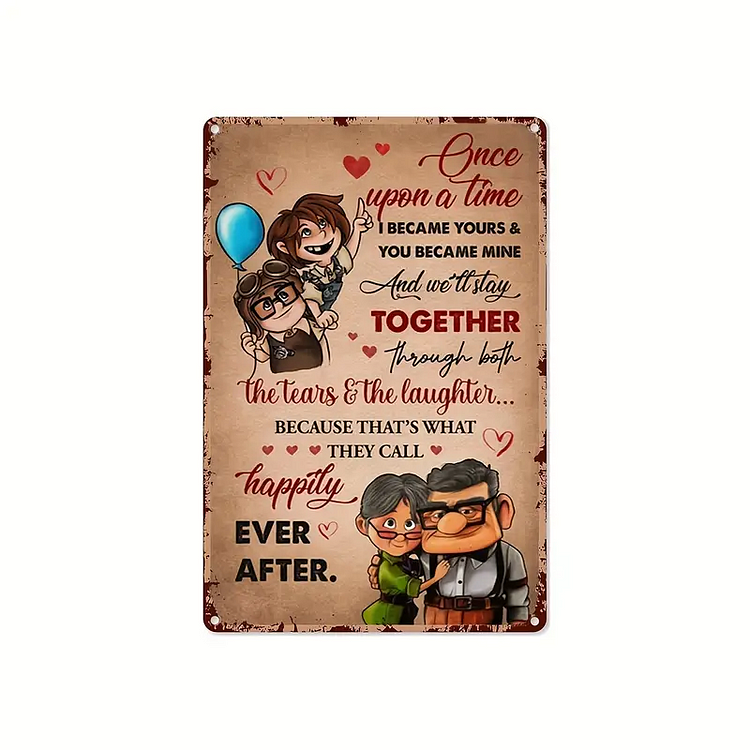 Vieux couples - plaque en bois et enseignes en étain vintage - 7.9x11.8 / 11.8x15.7inch