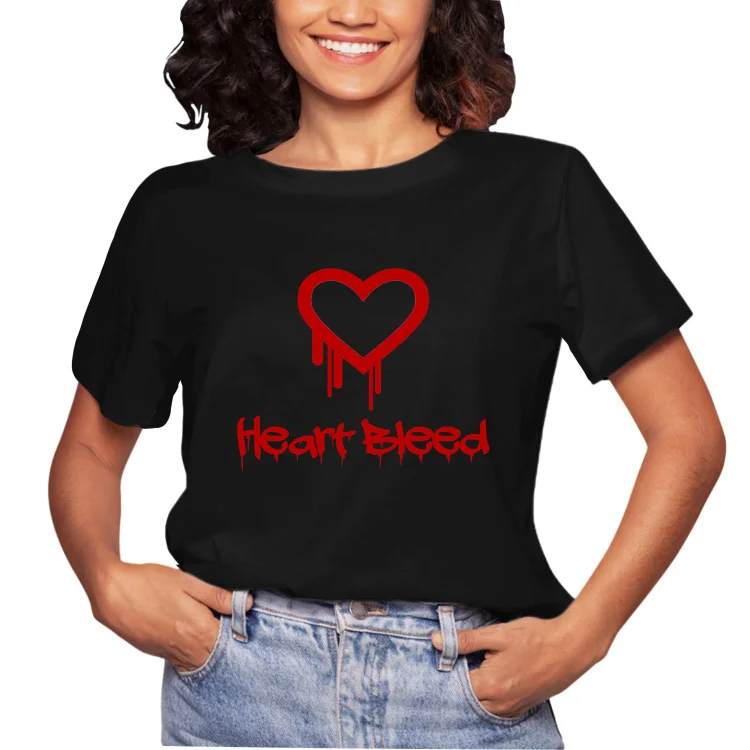 Women Casual Tee Heart Bleed Shirt With Blood Dripping Letters For Men - Heather Prints Shirts