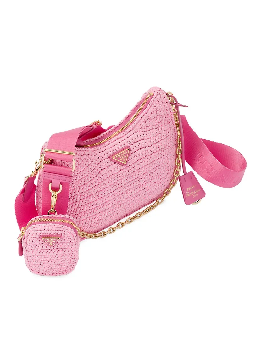 Prada Re-edition 2005 Raffia Bag pink