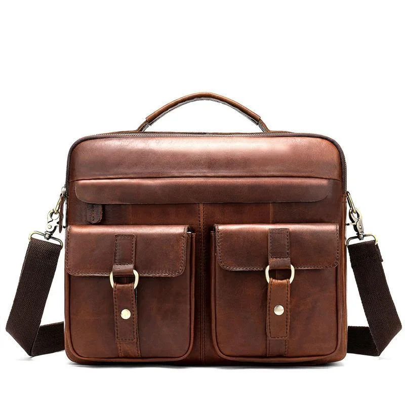 High Quality Retro Men's Shoulder Bag Large Capacity Leather Handbag