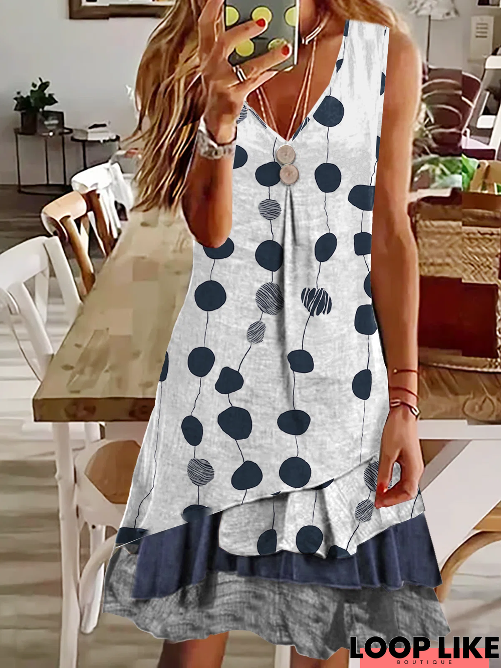 Polka Dots Sleeveless Woven Dress