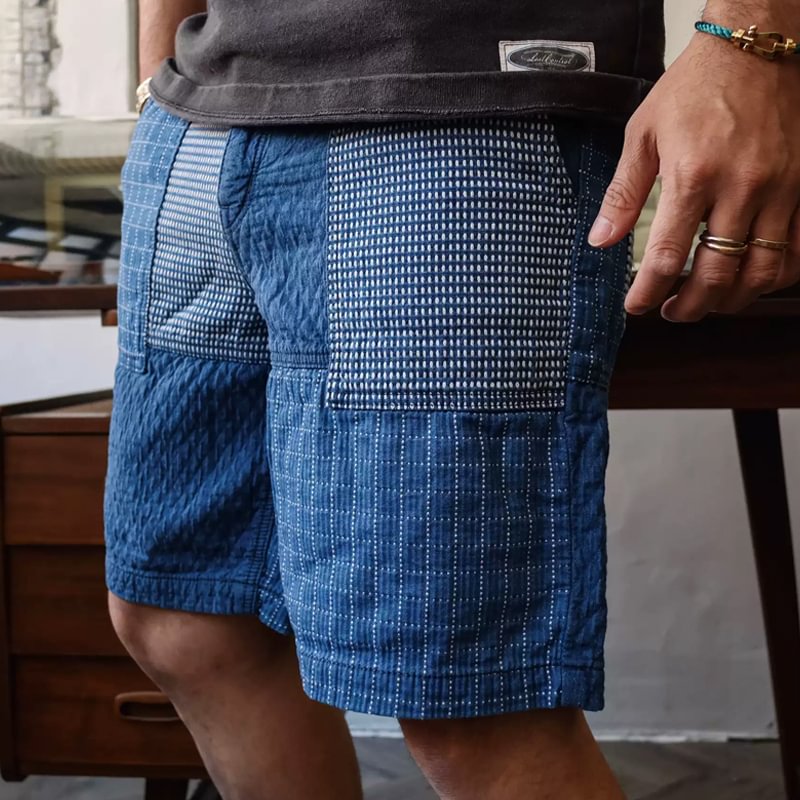Casual Wash Patchwork Shorts