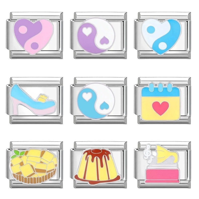 Charms Module Handmade Cartoon Pink And Blue Creative Retro Italian Stitching Wristband Bracelet Accessories