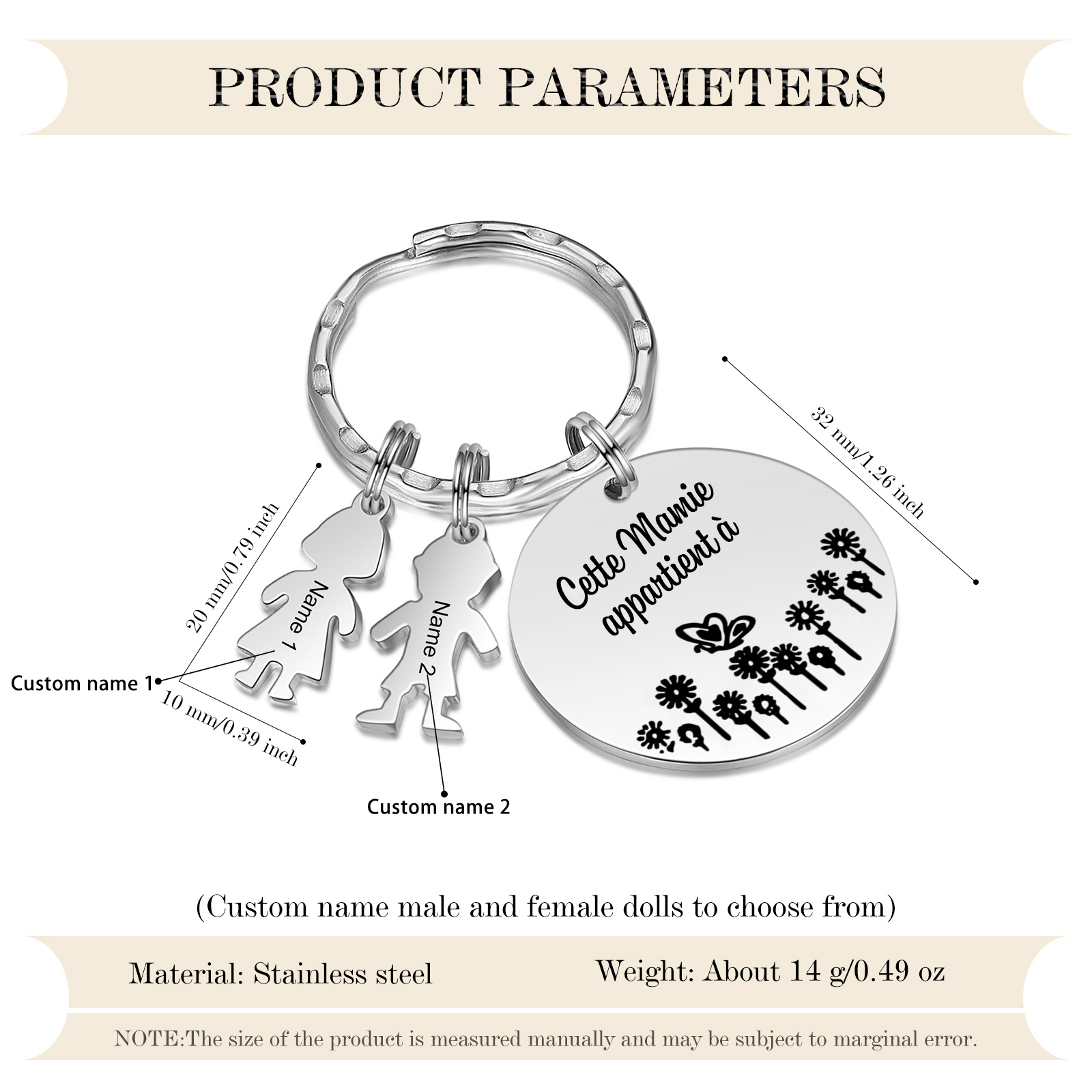 À Ma Mamie - 1-5 Noms Porte-Clés Personnalisés Avec Breloques Enfants