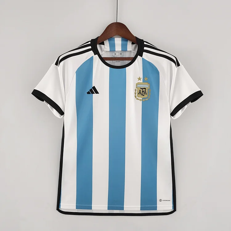 Enfant Maillot Argentine Lionel Messi #10 Blanc Bleu Ciel Tenues Domicile  22-24 T-shirt