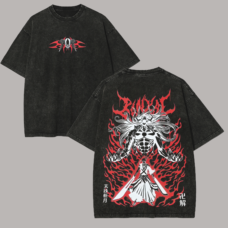 Bleach Anime Printed Unisex Washed T-Shirt