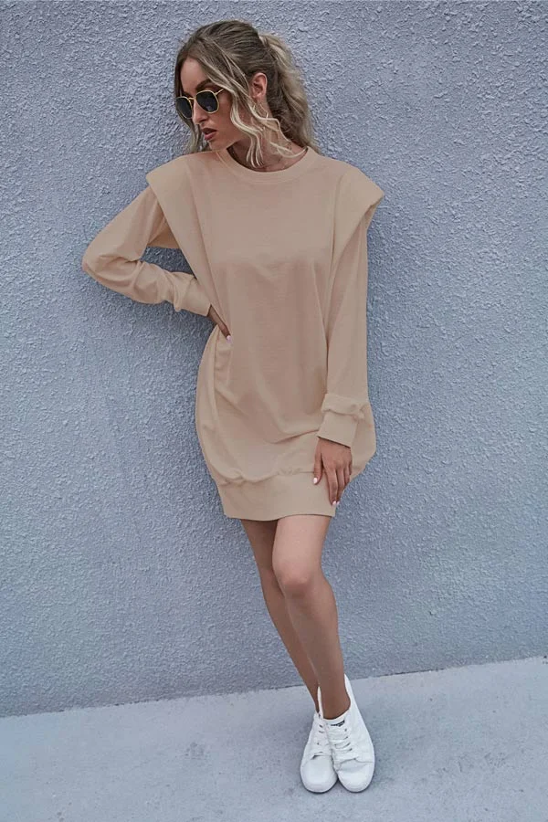 Fashion Casual Solid Color Long Sleeve Dress