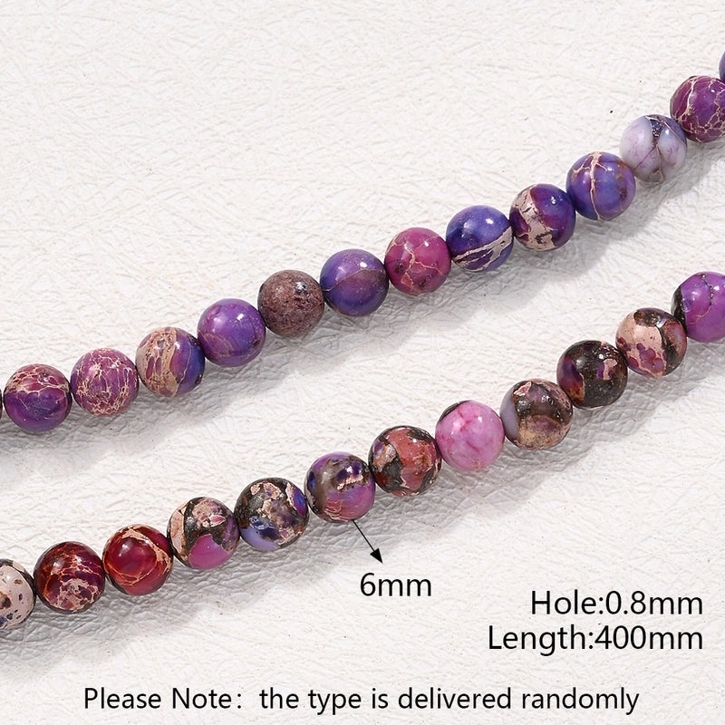1 Strand/Package 6mm Hole Under 1mm Natural Stone Imperial Jasper Marble Simple Polished Beads