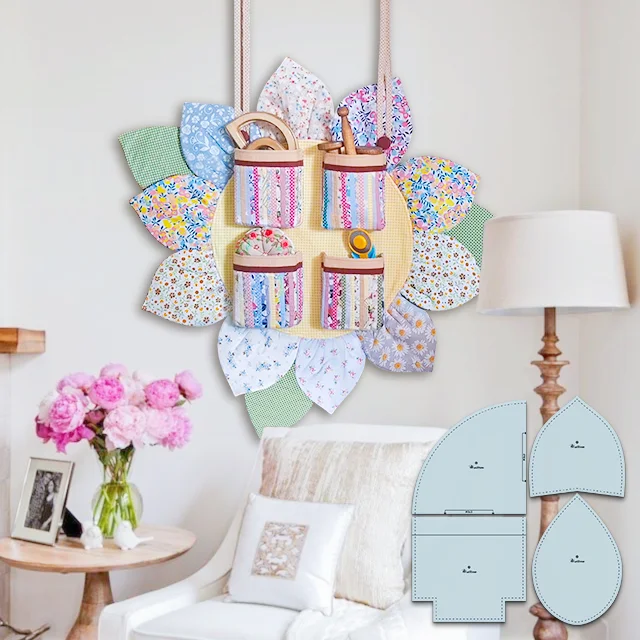 DIY Sunflower Wall Organizer Sewing Template  &ndash; With Tutorial