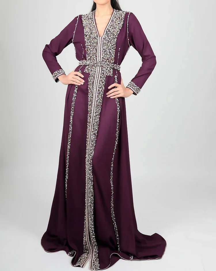 Women's Embroidered Trim Kaftan Dress