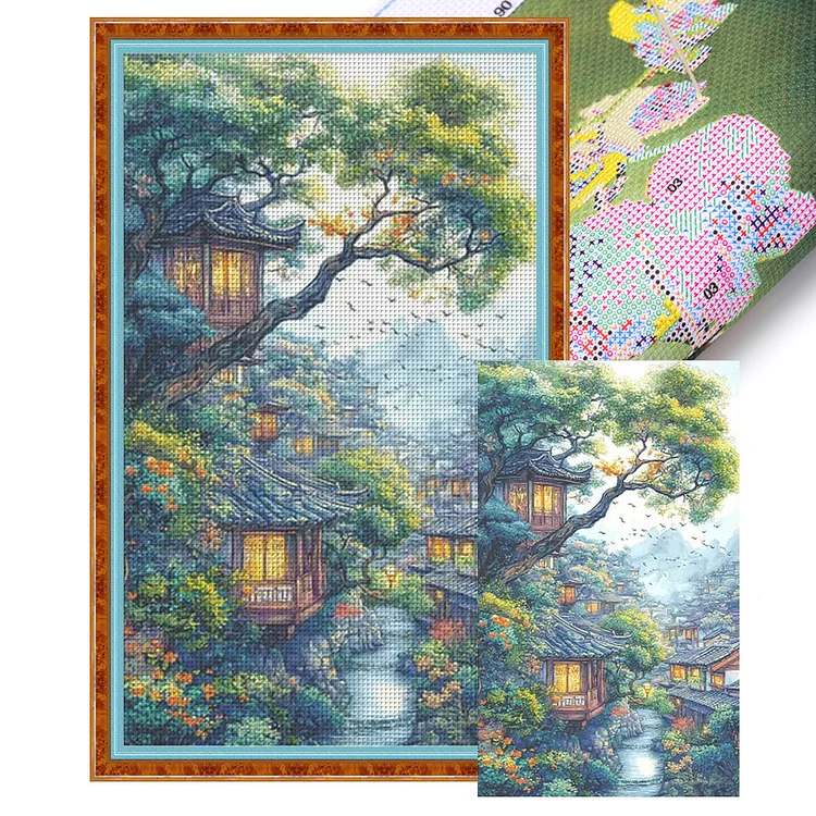 『Fairy Brand』Scenery - 14CT Stamped Eco-Friendly Cotton Thread Cross Stitch(70*120cm)(103Colors)