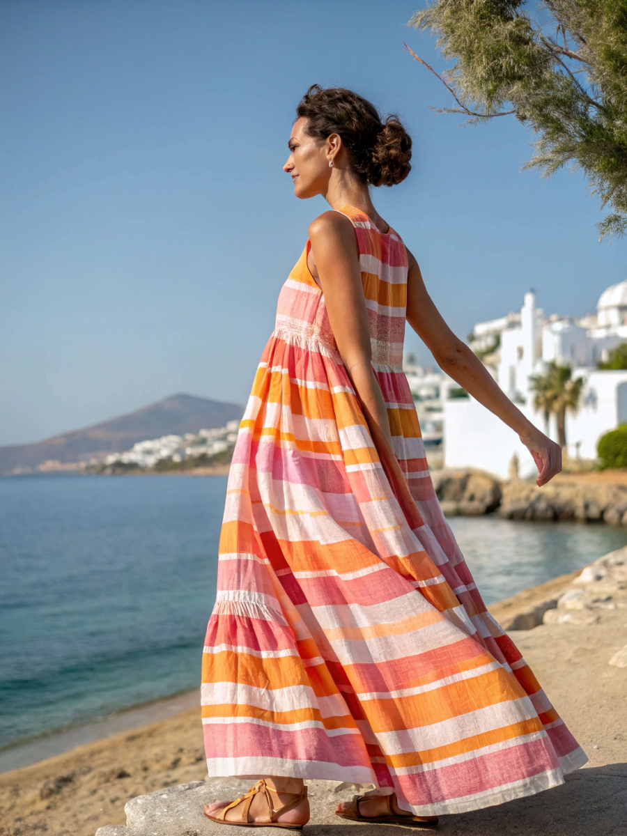 Women's Linen V-Neck Tank Dress