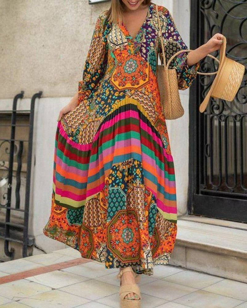 Casual Women's Printed Maxi Dress shopify LILYELF