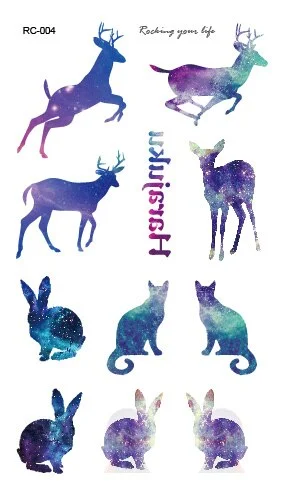 25 Different Waterproof Temporary Tattoo Stickers Fawn Deer Head Fake Tatto Geometric Animal Flash Hand Tatoo For Women Men
