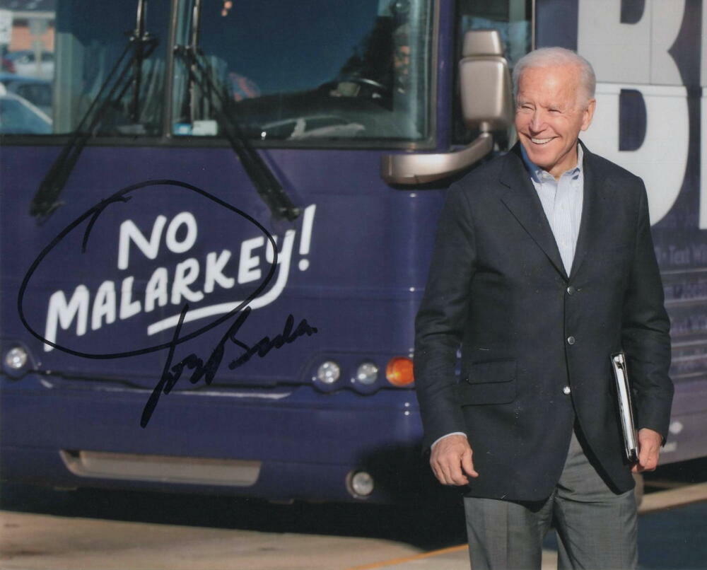 PRESIDENT JOE BIDEN SIGNED AUTOGRAPH 8X10 Photo Poster painting -2020 NO MALARKEY! RARE ACOA COA