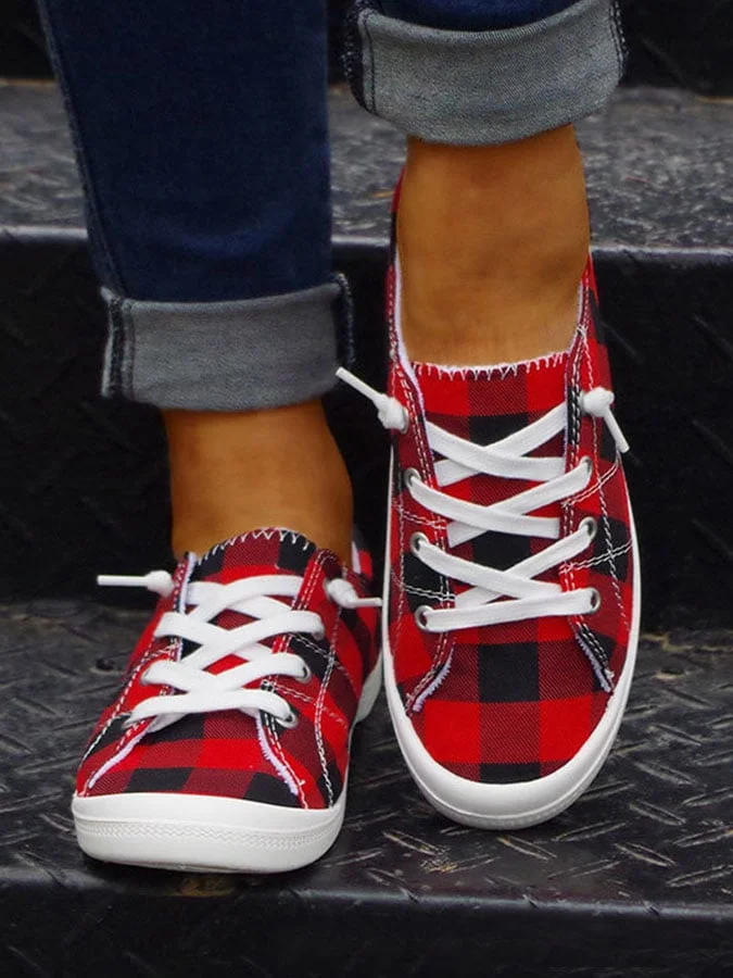Christmas Casual Plaid Women'S Shoes