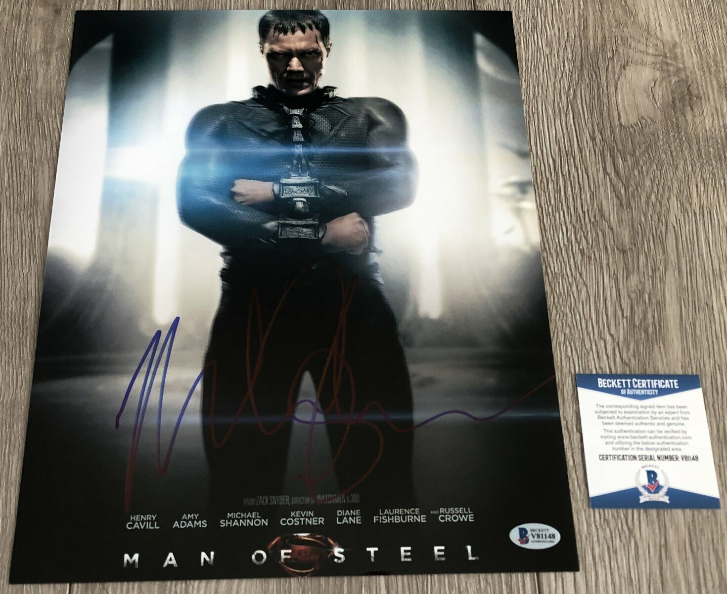 MICHAEL SHANNON SIGNED ZOD MAN OF STEEL 11x14 Photo Poster painting wEXACT PROOF BECKETT BAS COA