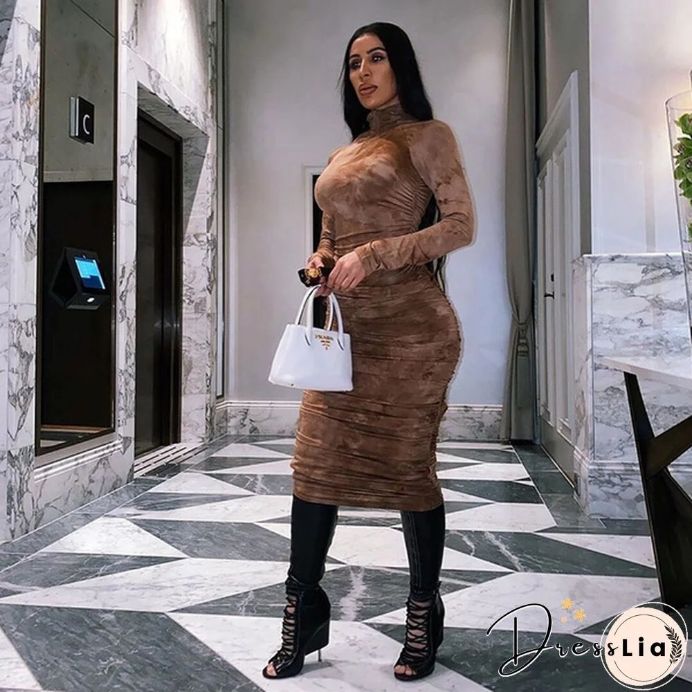 Female Clothing Women Dresses Elegant Fashion Evening Club Prom Sexy Pleated Bodice Plus Size Street Wear Long Sleeve Ladies