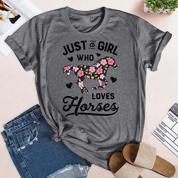 PSL - Just a girl who loves horses Village LifeT-shirt Tee -05772