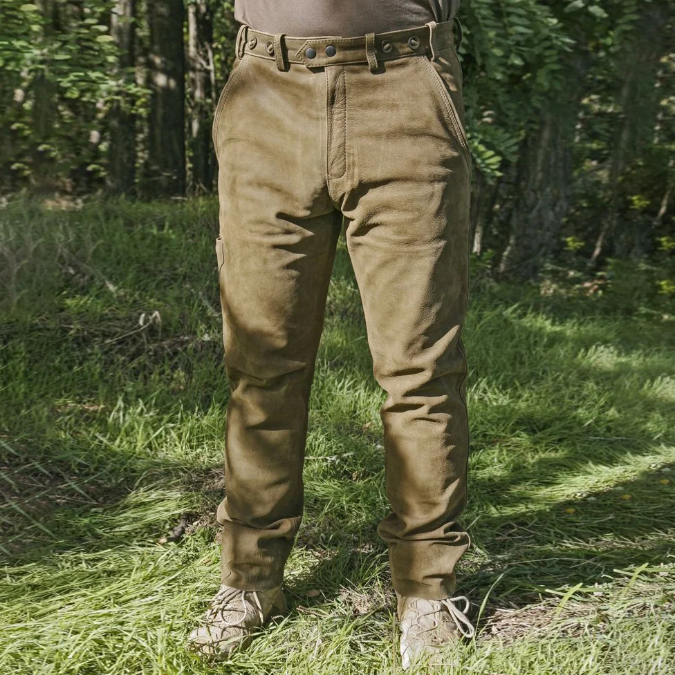 Green Leather Hunting Pants / [viawink] /