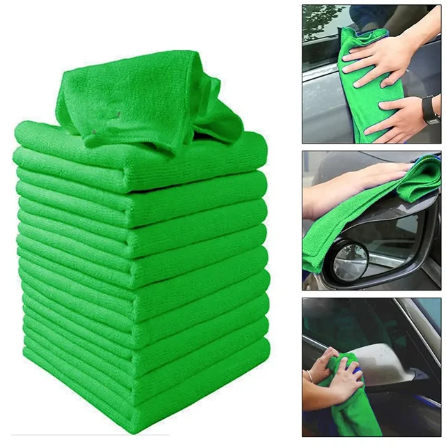 10pcs Soft Green Car Duster Towel Cleaning Cloth 11x11in