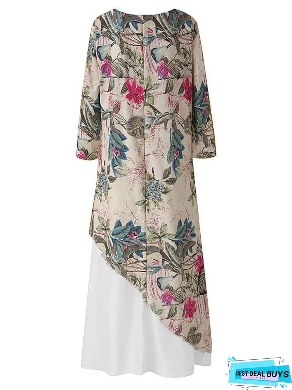 Women's Swing Dress Maxi Long Dress Long Sleeve Color Block V Neck Plus Size Hot White Yellow