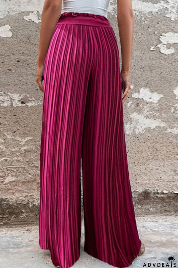 Pleated drape wide-leg pants