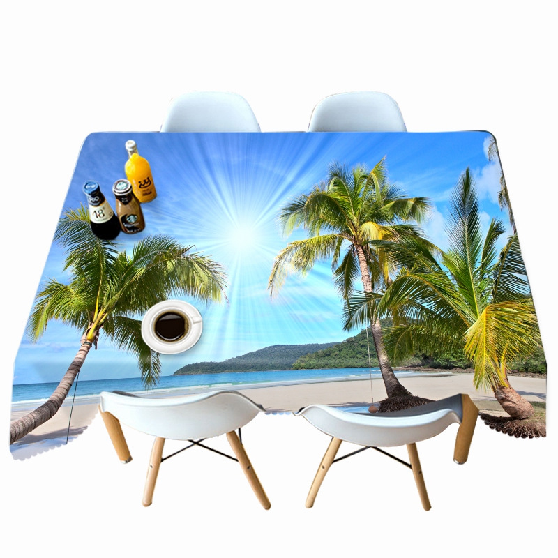

Seascape Beach Coconut Tree - 3D Tablecloth, 140*180cm, 501 Original